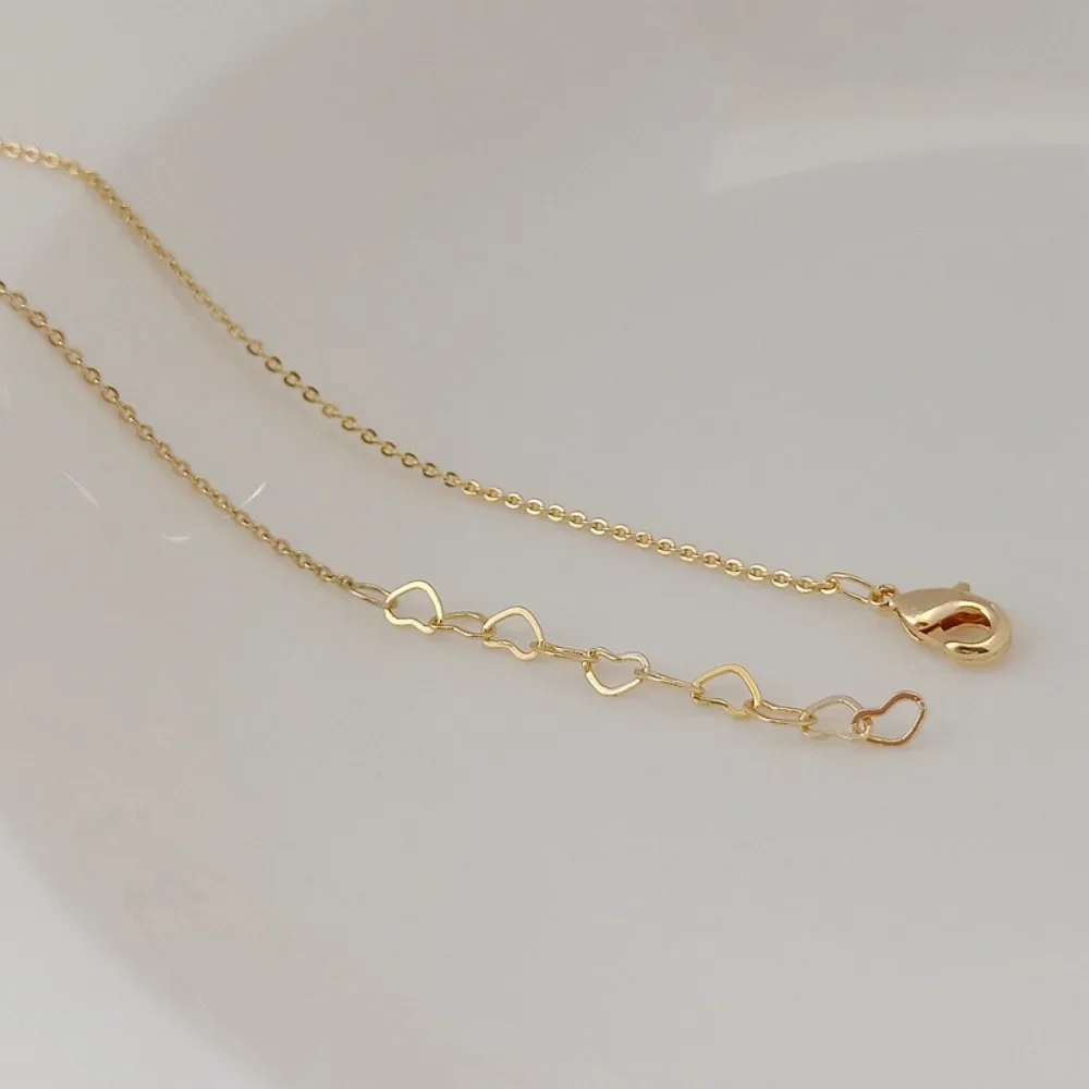 

14K Gold-plated Color-preserving Finished Necklace Chain, 1.2mm Flat 0 Chain with Heart Chain, DIY Jewelry Accessory Chain