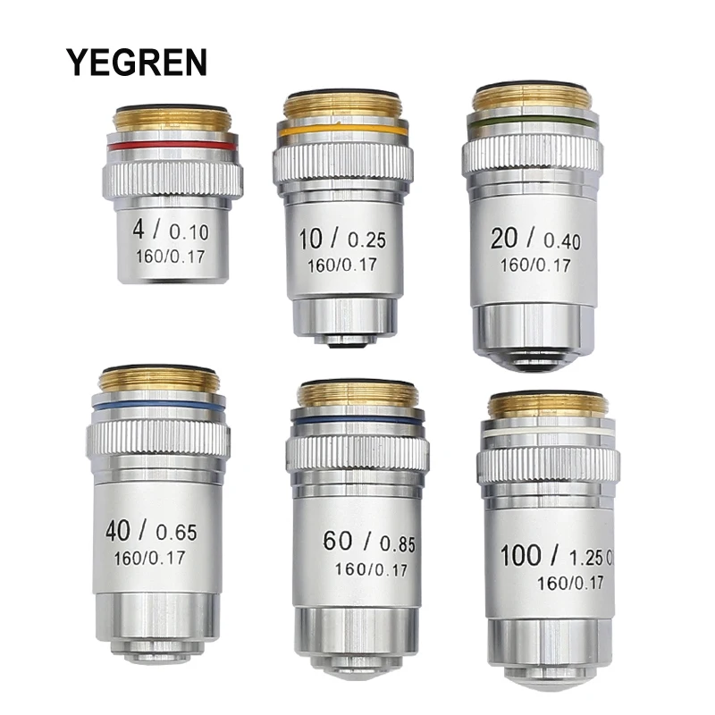 

4X 10X 20X 40X 60X 100X Achromatic Objective Lens 195 mm Conjugate Distance HD DIN for Biological Microscope 160/0.17