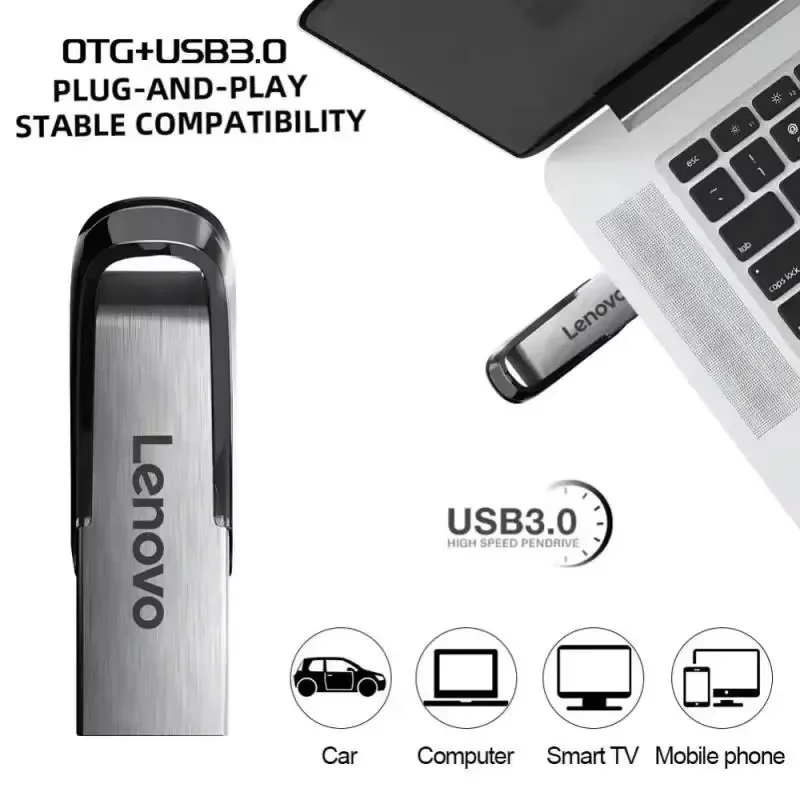 Lenovo-unidad flash USB original de 2TB, USB 3,0, Pendrive de metal de alta velocidad, almacenamiento de gran capacidad, unidad flash portátil resistente al agua