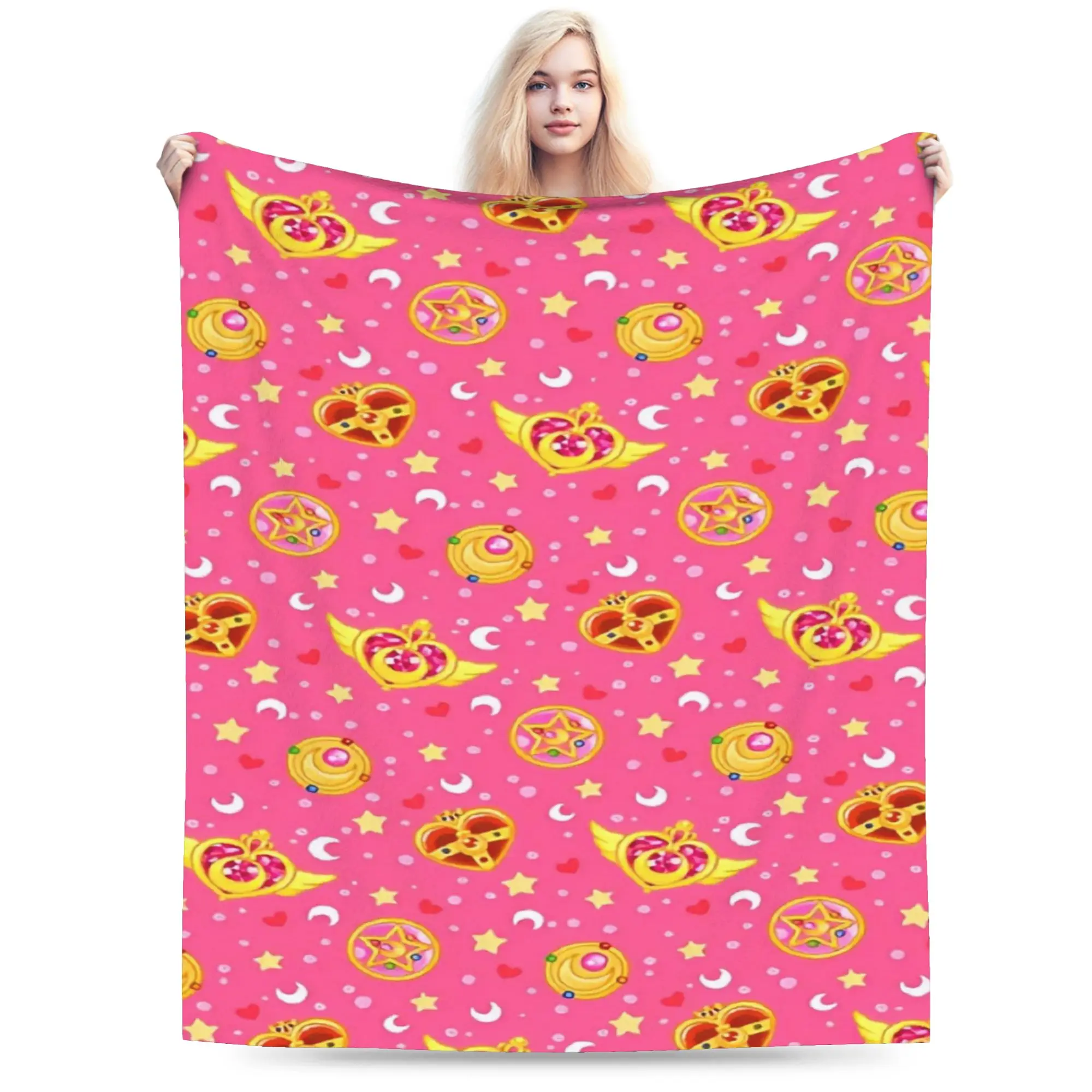 S-Sailor M-Moon Anime Kawaii Plush Blanket Children  Flannel Throw Blanket For Bedroom Warm Soft Custom Quality Bedspread