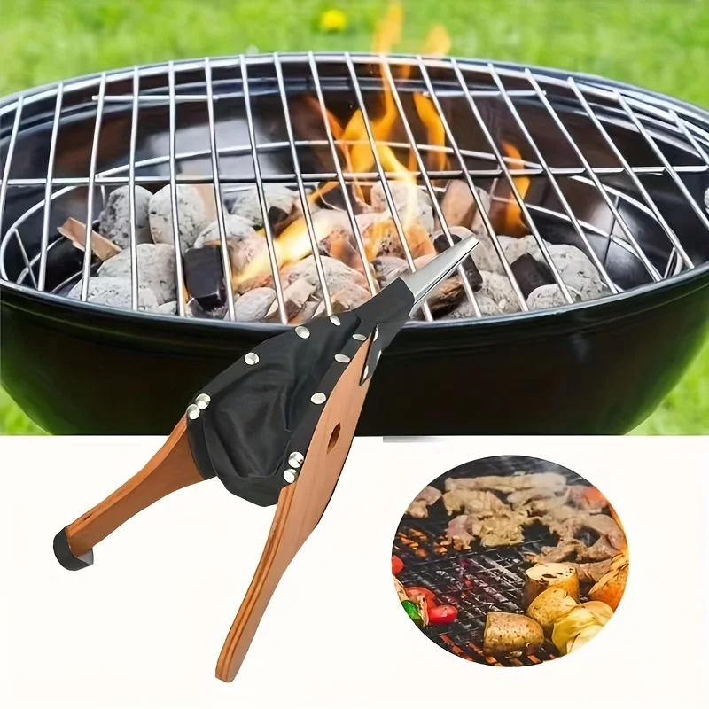 1pc, Long Handle Manual Air Blower, Wood Bellows, Wooden Fireplace Bellows With Nozzle, Air Bellow For Fireplaces BBQ Camping