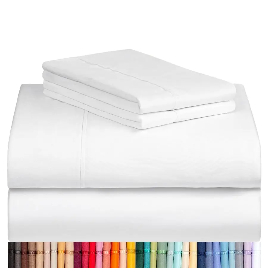 

4 PC King Size Sheet Set Bed Sheets Deep Pockets 18 Wrinkle Free Cooling Bed Sheets Machine Washable Hotel Bedding Silky Soft Wh