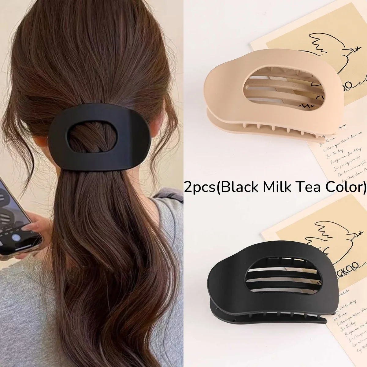 2 flache elliptische Haarspangen, Entenschnabel-Clips mit starkem Griff, einfaches Haar-Accessoire für Hochsteckfrisuren auf der Rückseite des – Detail 6