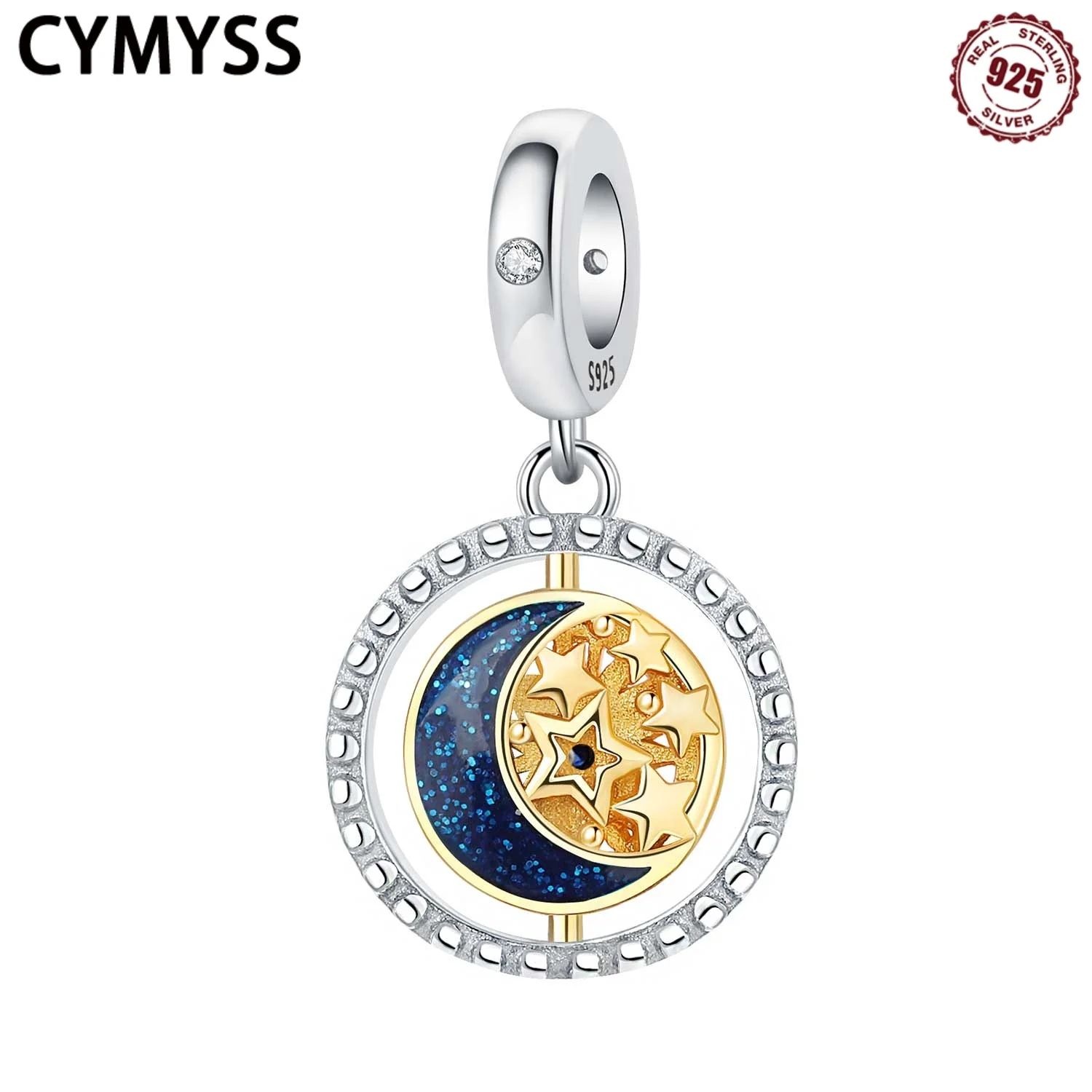 

CYMYSS 925 Sterling Silver Sun And Moon double-sided Rotating Pendant women's Original Pendant Suitable For Wedding Parties