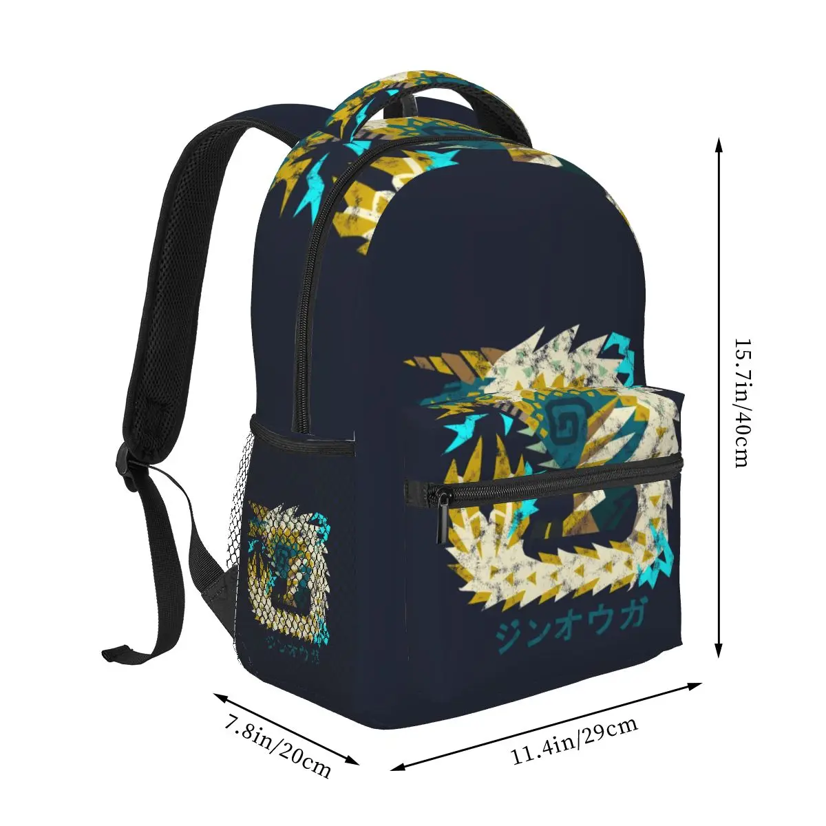 Monster Hunter World Iceborne Zinogre Kanji Icon Backpacks Boys Girls Bookbag Students School Bags Kids Rucksack Shoulder Bag