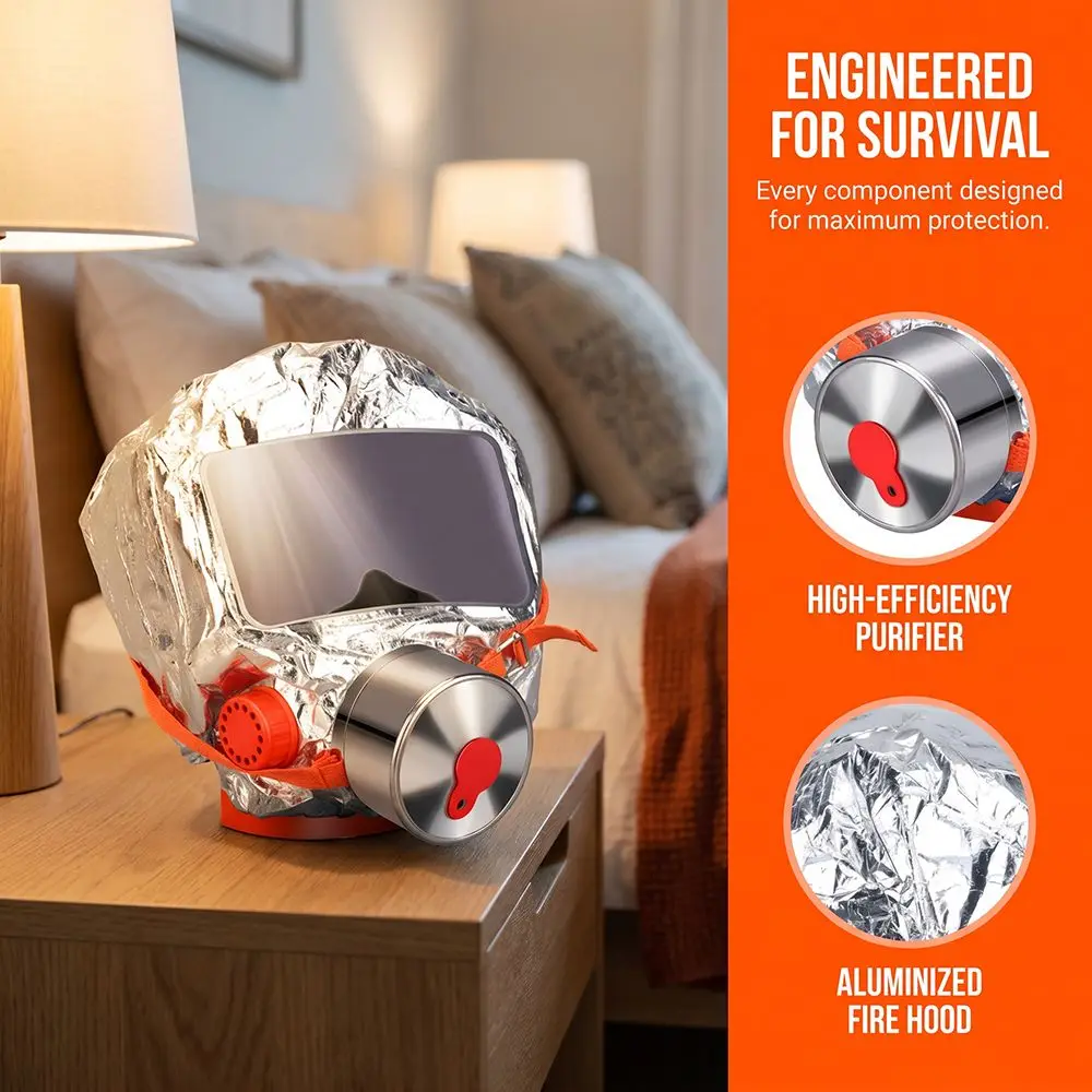 Multi-Layered Filter Fire Escape Mask Easy-Fit Hood Fireproof Filter Smoke Filter Respirator Smoke Filter view 3