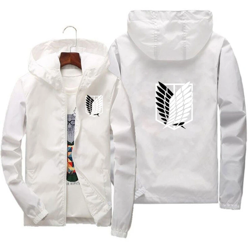 Attack on Titan New Outdoor Travel Men\'s Hooded Jacket Spring Fall Zipper Hooded Lightweight Comfortable Camping Hiking Jacket