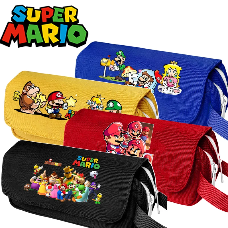 

2026 Super Marios Cute Pencil Case Princess Peach Luigi Stationery Cute Portable Kawaii Bags Back To School Supplies Party Gifts