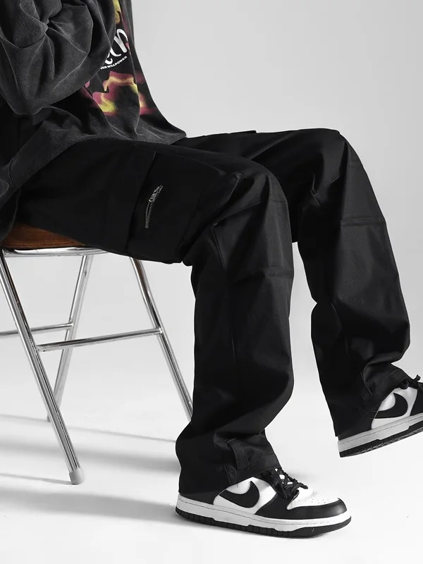 

Летние винтажные универсальные свободные брюки прямого кроя 2025 года, модные повседневные рабочие брюки в уличном стиле с множеством карманов, длинные