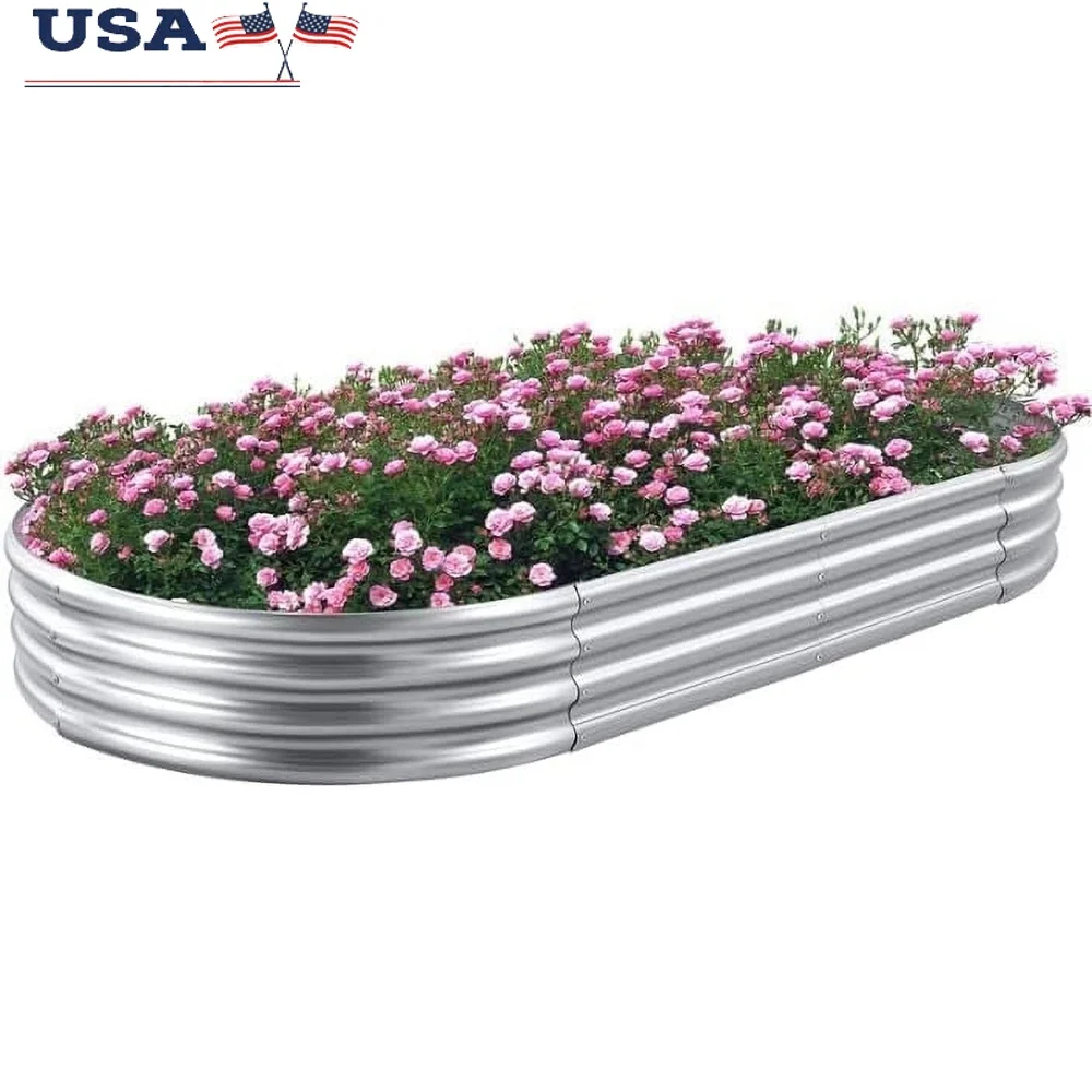 

Durable Galvanized Metal Raised Garden Bed Planters Herbs Flowers Vegetables Easy Assembly Modular Design Space Saving Outdoor