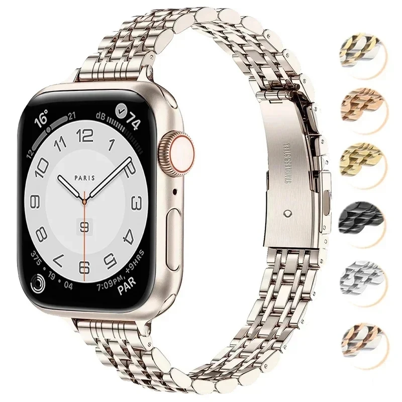 

Stainless Steel Strap For Apple Watch Band 49mm 42mm 44mm Metal Bracelet iWatch Ultra Series 8 7 6 SE 5 4 3 for Women 45mm 41mm