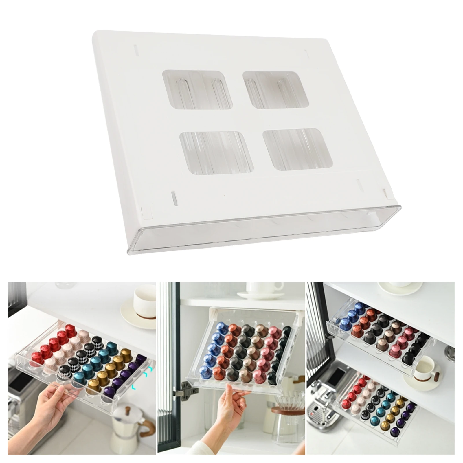 

30 Cup Coffee Pod Holder Coffee Capsule Holder Holder Angled Locking Mechanism Mounting Tape Included Narrow Design