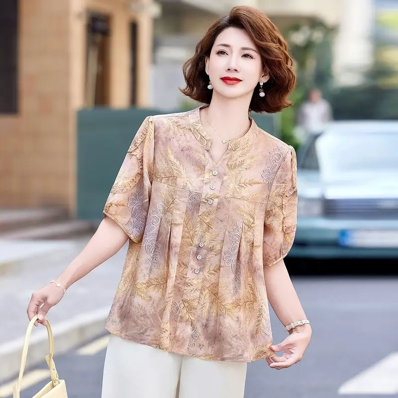 Camicette carine alla moda per donne anziane di mezza età, vestibilità ampia, magliette più vendute