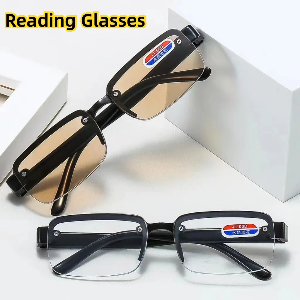 High-quality Half-frame Reading Glasses for Mens Natural Original Stone Presbyopia Glasses очки для чтения мужские +2.0