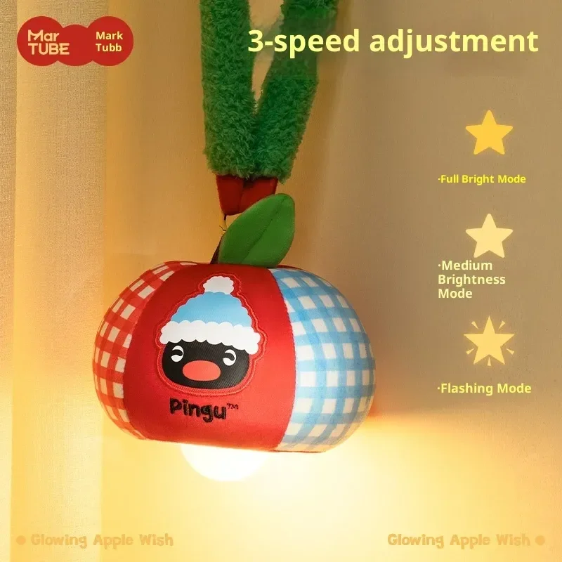 Martube Pingu Apple Luminous Mini Lamp - Anime Themed Christmas Decor Girls Toys Gifts Cosplay Collectible Atmosphere Lighting