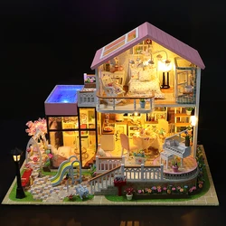 Doll House Miniature Doll DIY Assembly Building Model Villa Kit Production Small Room Girl Toys Home Bedroom Decoration Kid Gift