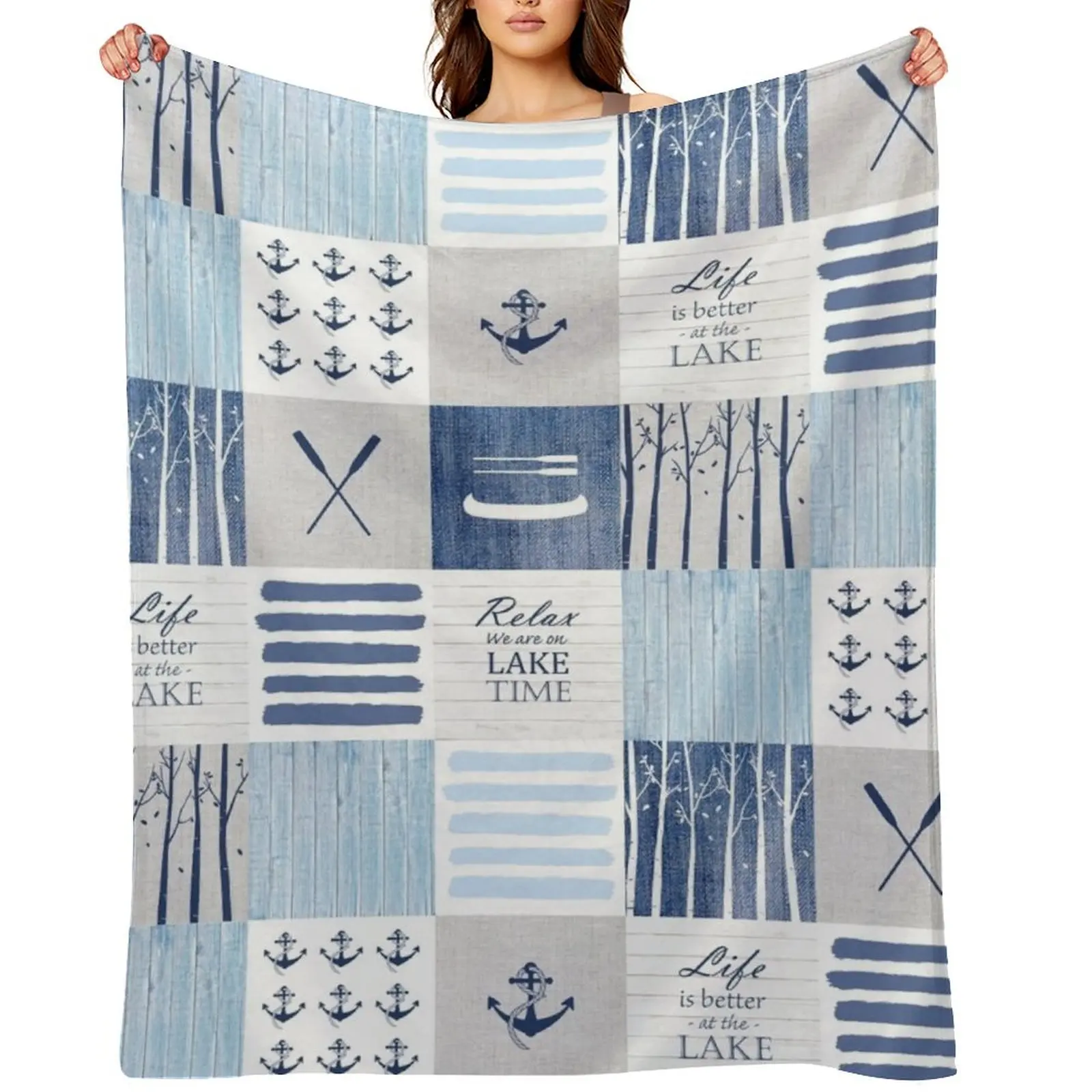

Life is better at the lake patchwork Throw Blanket Sofas Soft Plush Plaid Stuffeds anime Blankets