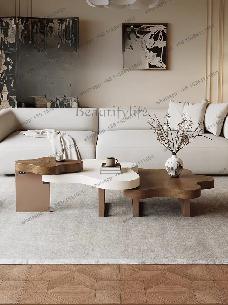 

Medieval style irregular special-shaped coffee table wooden living room home small apartment art coffee table