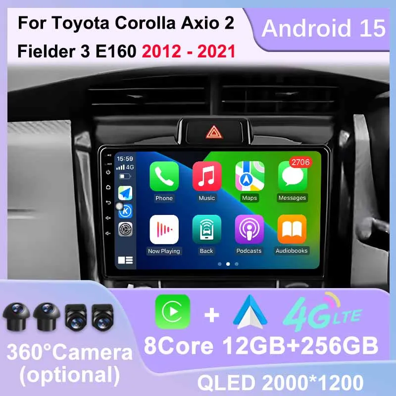 Car Android For Toyota Corolla Axio 2 Fielder 3 E160 2012 - 2021 Auto Radio Stereo Head Unit GPS Navigation Multimedia Player BT