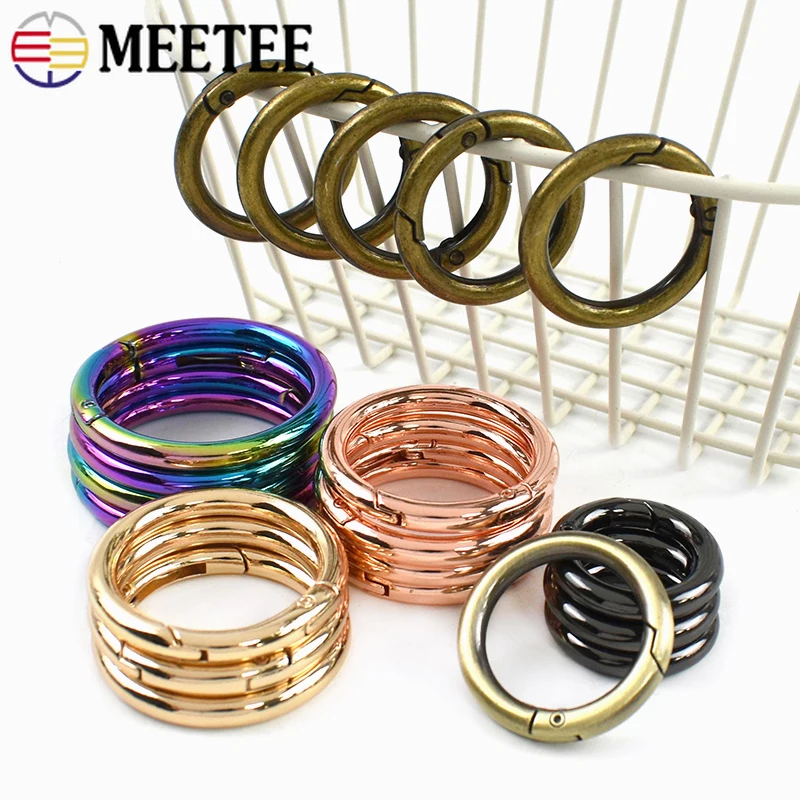 

10Pcs 10-50mm Keychain Spring O Ring Metal Buckles Openable Round Loops Clasp Snap Hook Bag Carabiner Clips Hardware Accessories