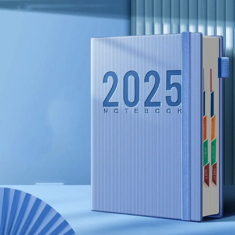 12 Months 2025 Schedule Planner Notepad Thicken Paper Textured PU 365 Days Notepad Time Management Portable a5 Diary Notepad