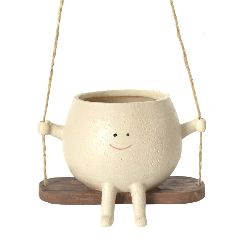 

Unique Swing Faces Planter Pot Hanging Head Planter Resin Flowerpots Succulent