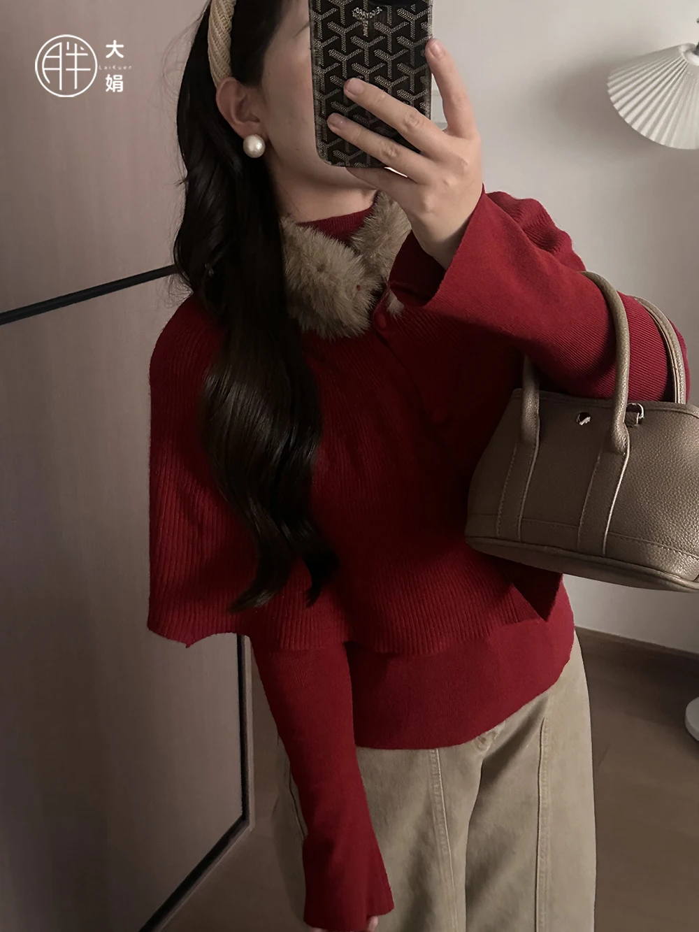 

Ele Knitted Sweater And Coat Two-Piece Set with Fur Collar Soft And Gentle Korean Aosphere Commute Sle Loose Fit Pure...