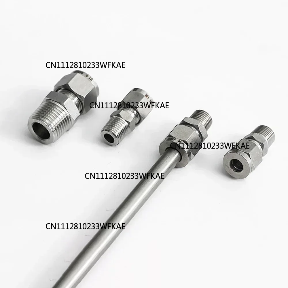 304 Stainless Steel BSPT Male Double Ferrule Compression Pipe Connector 1/8