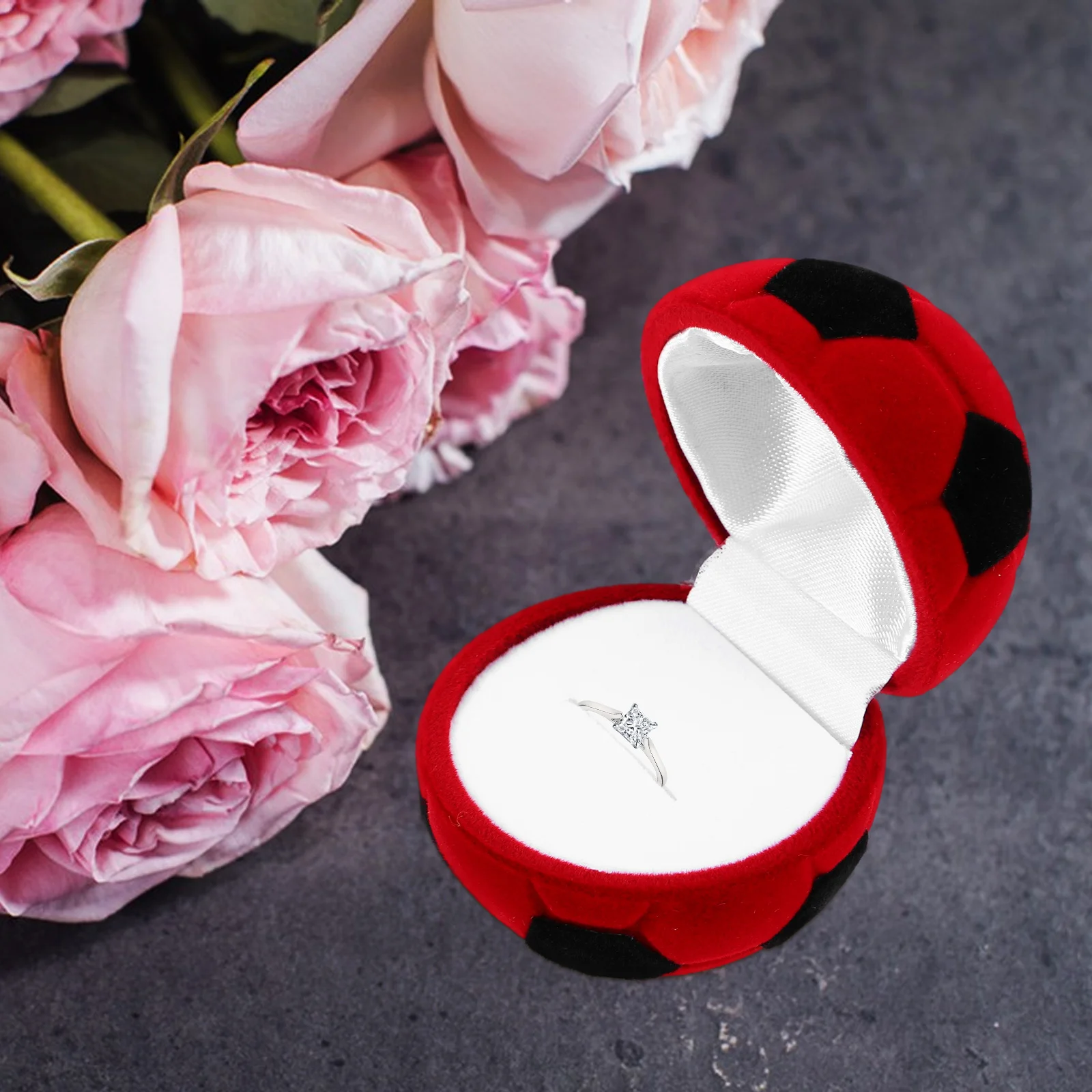 Football Shaped Jewelry Box Ball Design Ring Earring Storage Gift Case For Proposal Wedding Travel Home Use