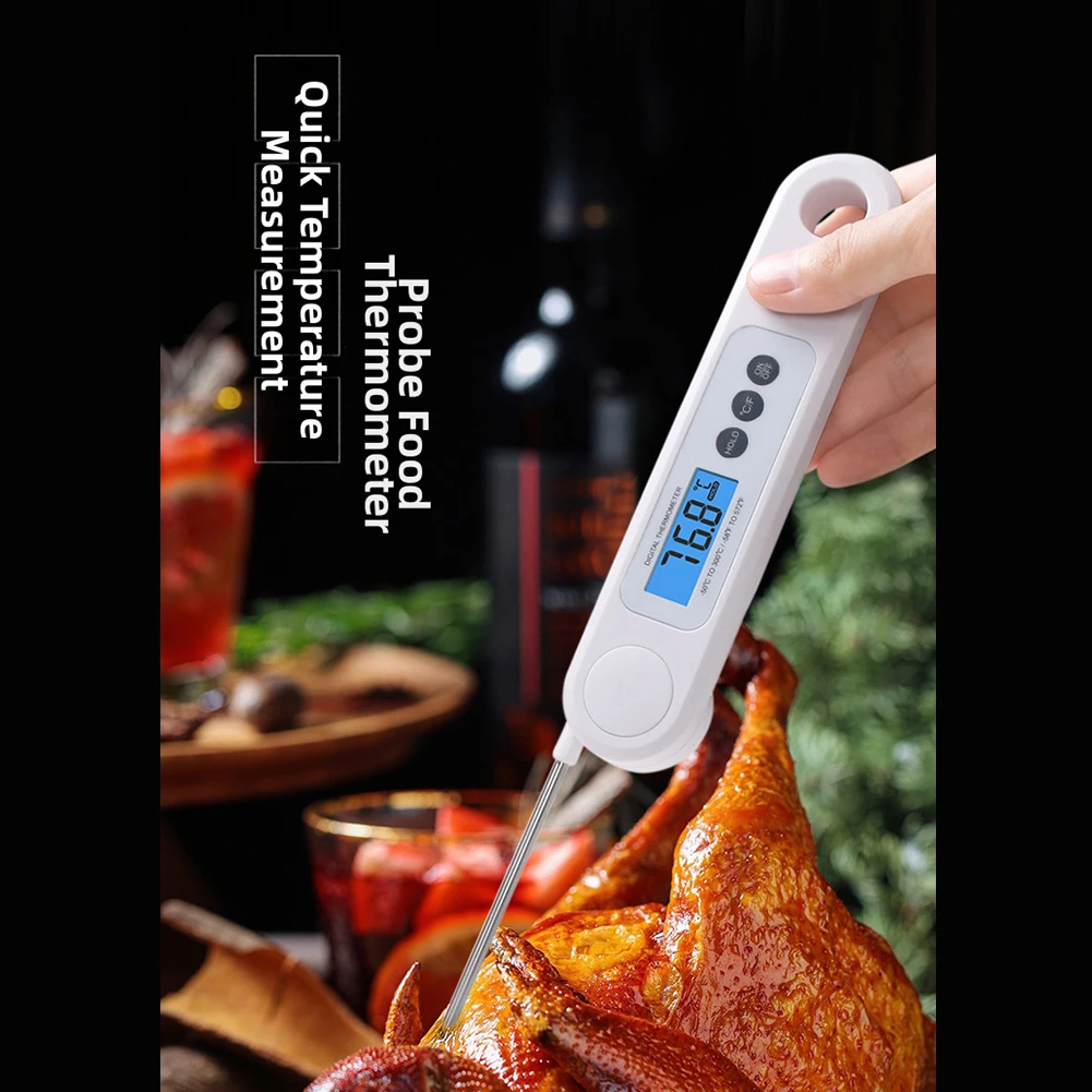 Foldable Compact Digital Meat Thermometer with Fast Read Technology and Waterproof Probe for Easy Handling and Storage