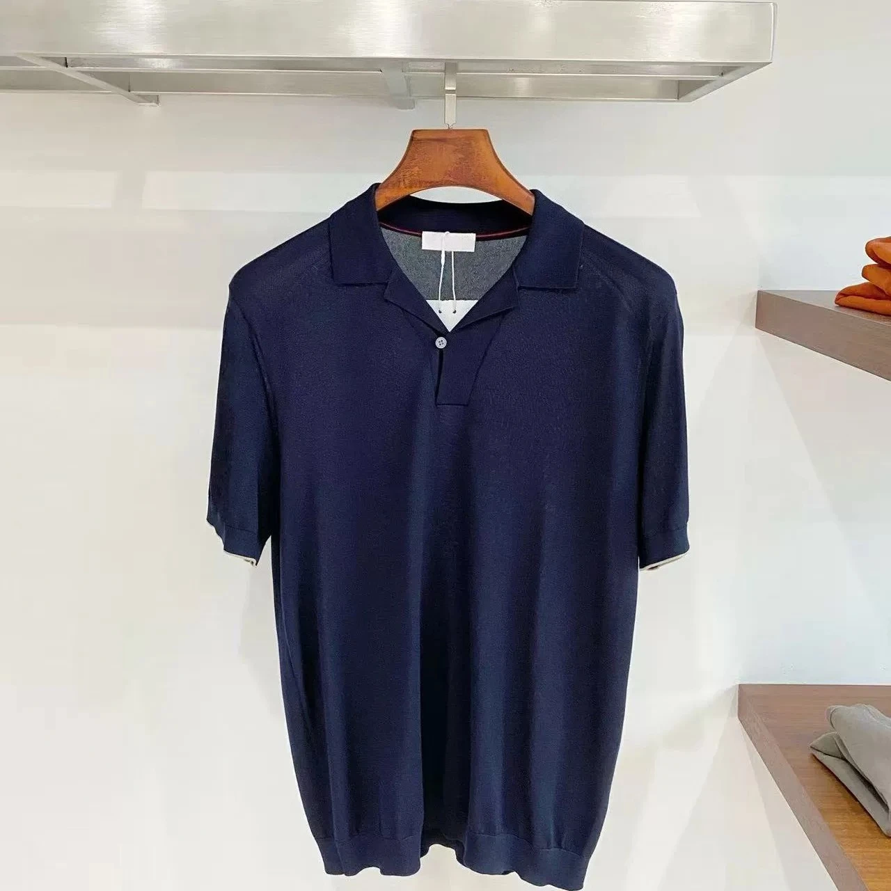 Italian embroidery casual BC mulberry silk blended lapel BC short-sleeved gentleman knitted POLO shirt