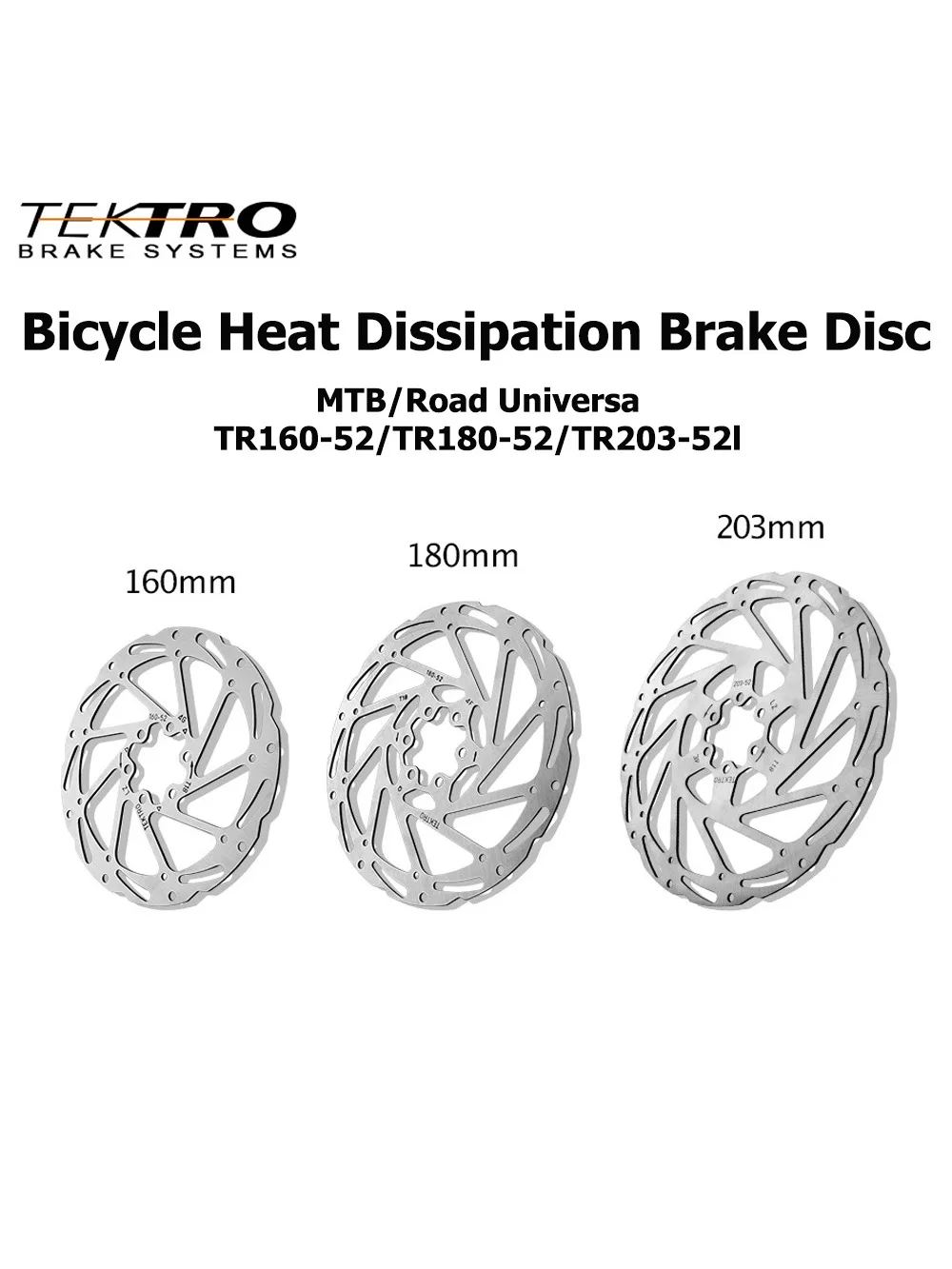 AliExpress NONE TEKTRO TR140/TR160/TR180/TR203 Multi-sided Directional Disc Brake Rotor 6-Bolt for Mountain Bike Road Bike Bicycle Parts