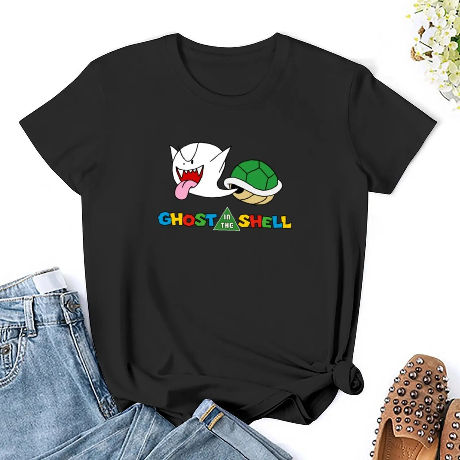 Boo in the Shell T-Shirt Aesthetic clothing kawaii clothes shirts graphic tees summer tops white t-shirt dress for Women sexy