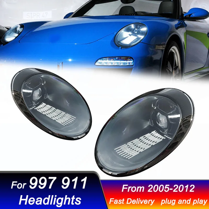 Faróis de estilo de carro para porsche 911 997 2005-2012 para novo estilo completo led drl sinal dinâmico cabeça lâmpada conjunto de luz frontal