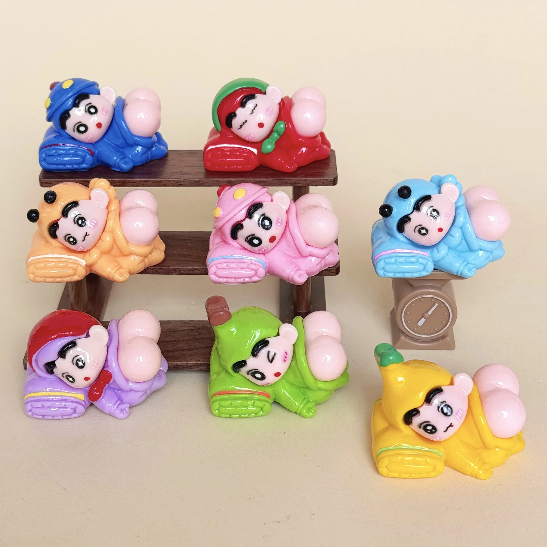 

8pcs For Crayon Shin chan Ornaments Desktop DIY Accessories Pendants Keyrings Figurines Desktop Trinkets Resin Components Gifts
