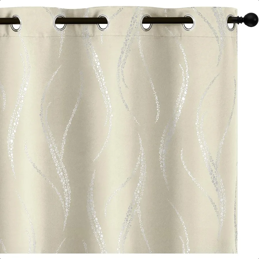 

Светоблокирующие шторы 84-дюймовые Sier Wave Line с принтом в горошек, шторы с люверсами, затемняющие шторы для комнаты, оконные панели для гостиной