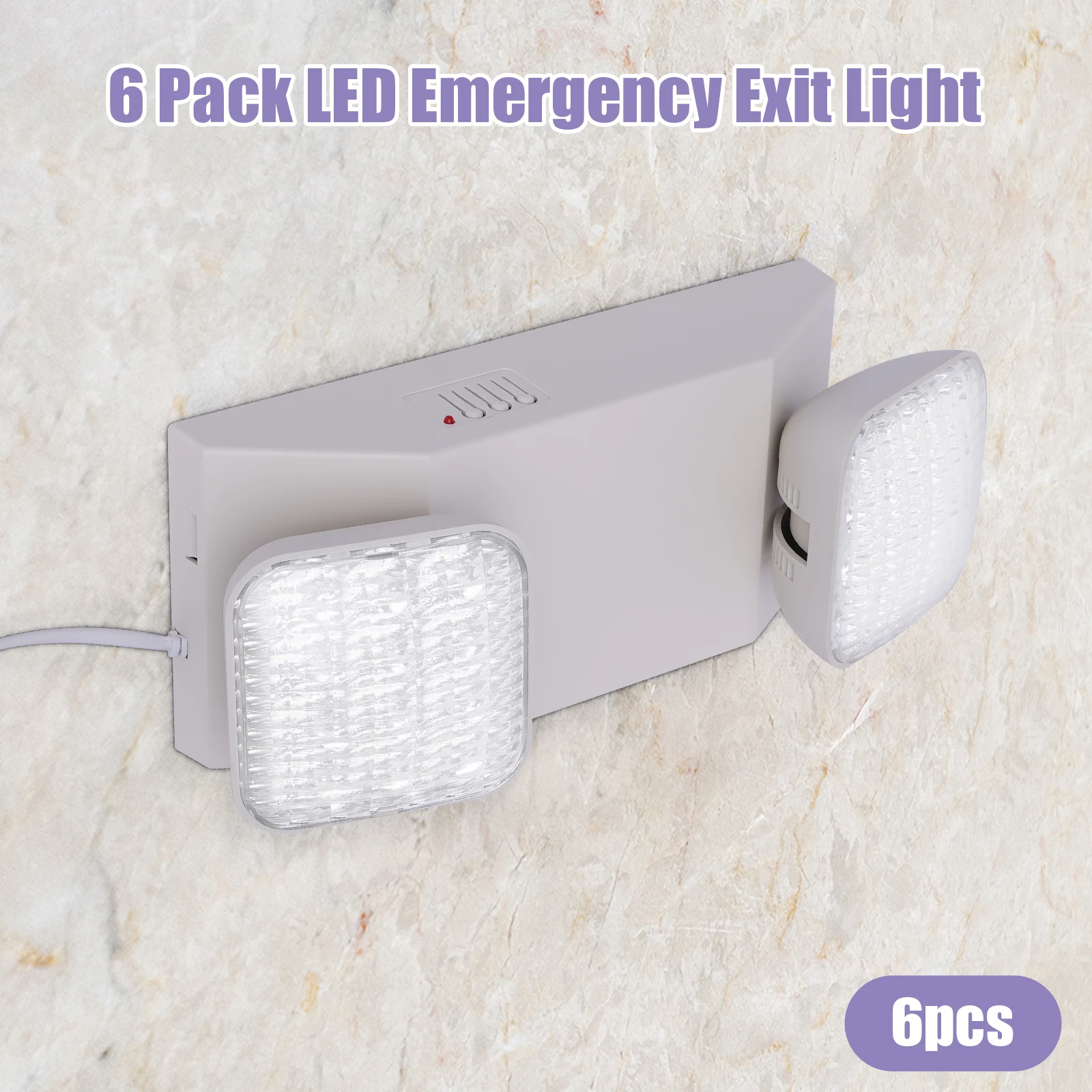 6 Pack LED Emergency Exit Light Adjustable 2 Head AC85-265V With Battery Back-up