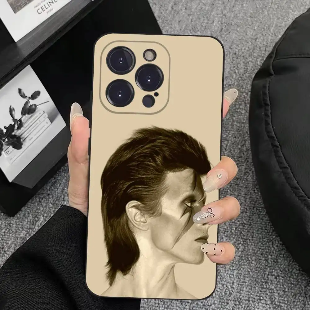 Casing Ponsel D-DavidS Rock B-BowieS Untuk iPhone 17,16,15,14,13,12,11,Plus,Pro Max,XS,X,XR,SE,Mini,8,7, Penutup Silikon Lembut Warna Hitam