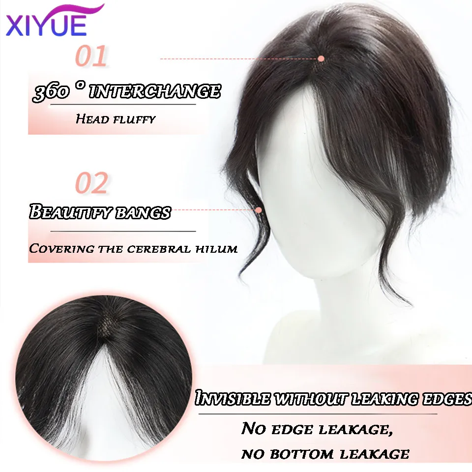 XIYUE Natural Bangs Wig Patch para Mulheres, Testa cabelo Patch, Testa removendo Top