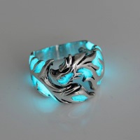 Luminous Glowing In The Dark Moon Dragon Ring For Men Adjustable Size Noctilucent Night Light Jewelry Women Girls Children Kids