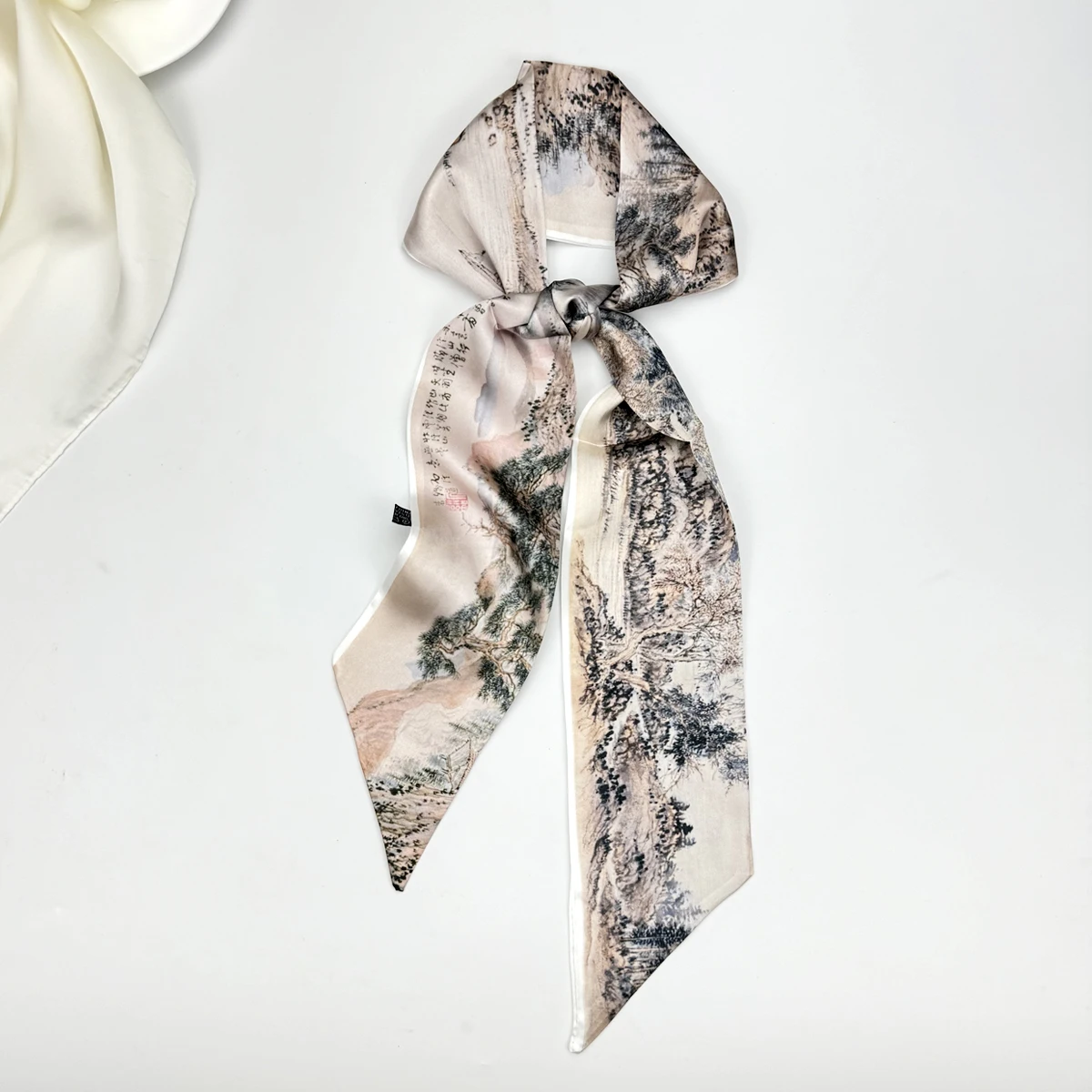 New Ribbon Silk Long Scarf Women Skinny Hair Neck Tie Scarves Oil Painting Print Ladies Bag Handbag Handle Hair Wraps Head Band view 6
