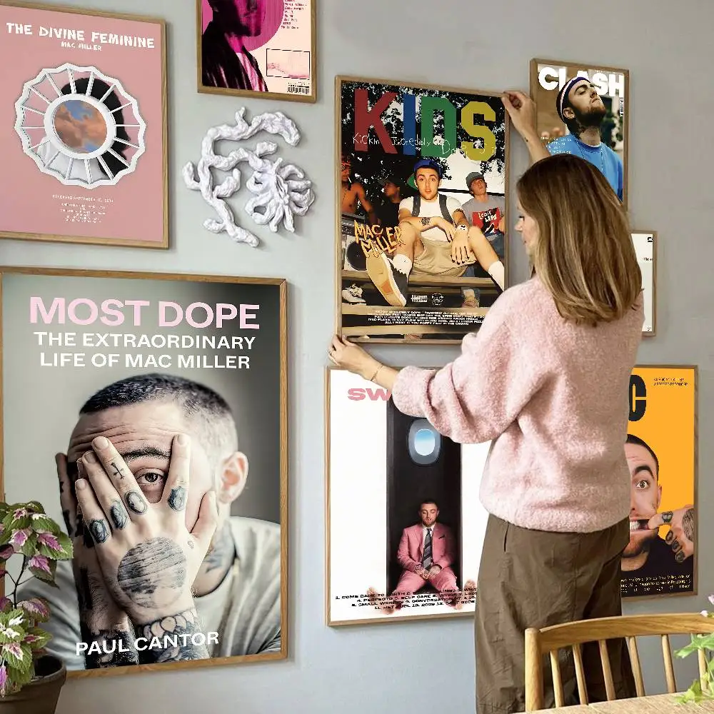 Rapper Mac Miller Swimming Whitepaper Poster Waterproof Paper Sticker Coffee House Bar Aesthetic Art Wall Painting