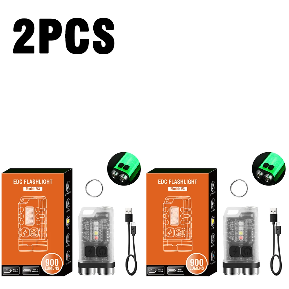 Heinast V3 EDC-Taschenlampe, Schlüsselanhänger-Licht, 900 Lumen, tragbar, superhell, Typ C, USB-Ladeanschluss, Notfall, Arbeit, Camping, Licht 3