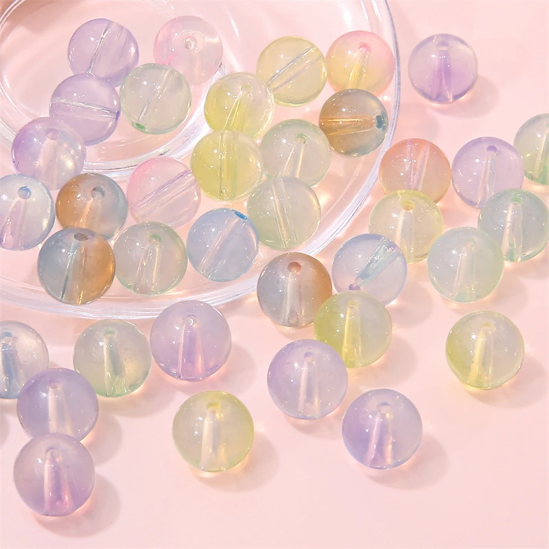 30pcs 10mm Delicate Colorful Opal Glass Round Beads for Women\'s Necklace Bracelet DIY Jewelry Craft Making Accessories