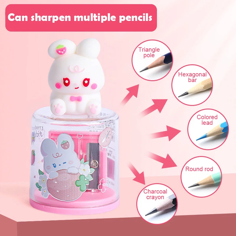 Cartoon Cute Double Hole Pencil Sharpener Portable Mini Pencil Sharpening Tool Kawaii Manual Sharpener Students Stationery Gifts