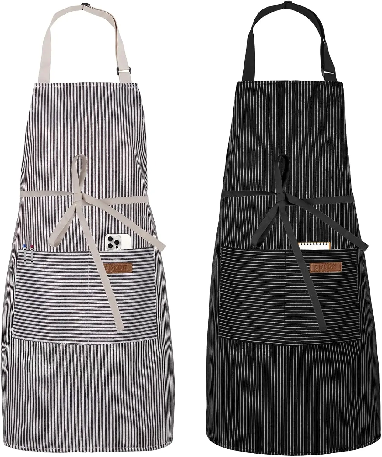 

2 Pack Apron, Cooking Kitchen Aprons, Adjustable Bib Apron with 2 Pockets for Men Women Chef Apron
