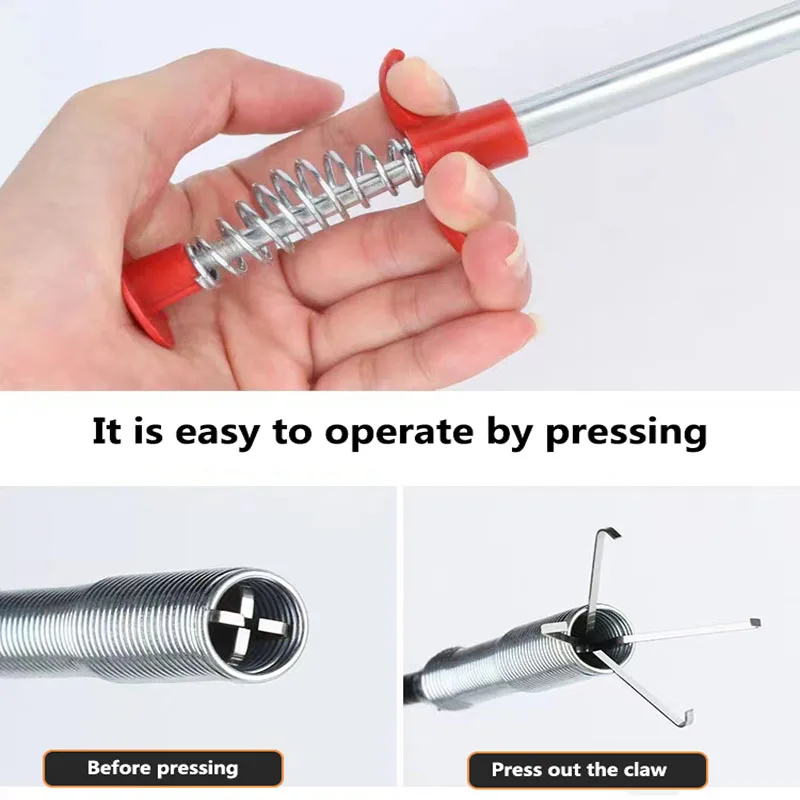 60cm Pipe Dredge Tool Spring Drainage Cleaning Stick Clogging Cleaner Plug Hole Remover Household Kitchen Sink Cleaning Hook