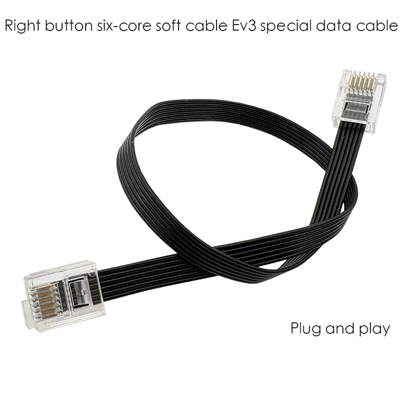 

25cm/35cm/50cm/100cm High quality soft six-core cable for lego ev3 data cable LEGO right buckle 6P6C black 6-core cable