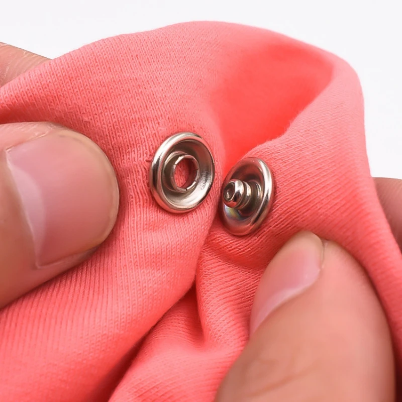 50er-Set/Lot 9,5/11mm Metall-Druckknöpfe Rhodium Druckknöpfe Verschlüsse für DIY-Bastelarbeiten, Kleidung, Taschen, Nähzubehör – Detail 4