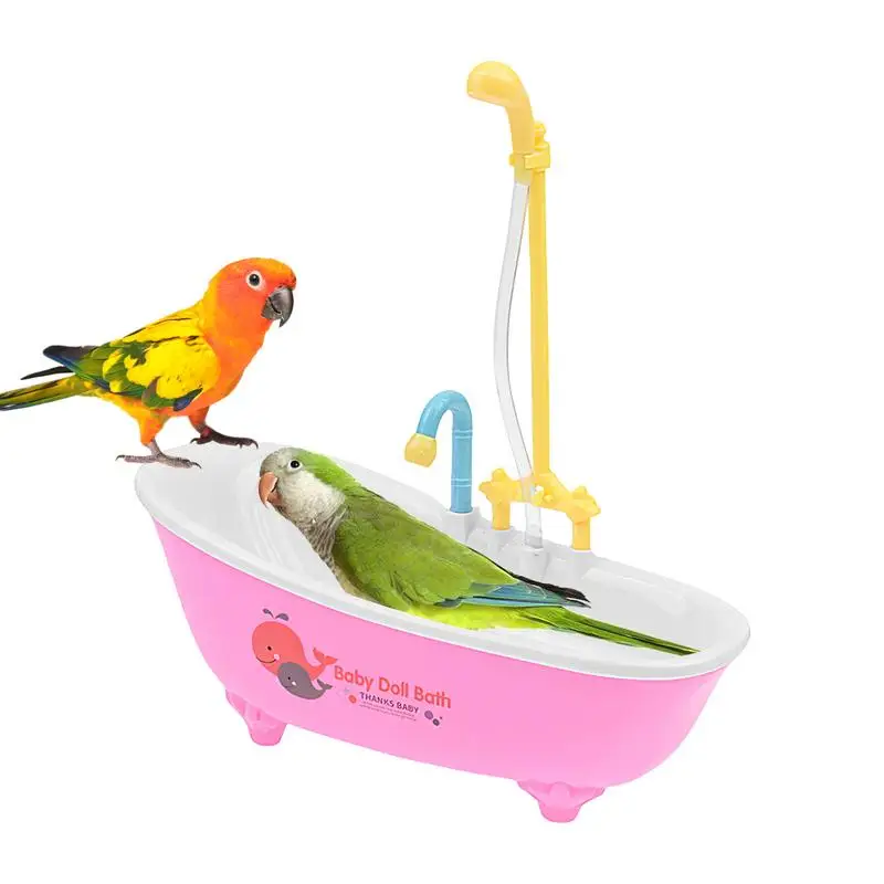 Parrot Shower Bird Bath Cage Automatic Parrot Shower Bowl With Water Circulation Birds Accessories Parrot Toy Bird Bathtub